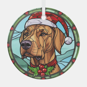 Rhodesian Ridgeback Stained Glass Christmas Glass Tree Decoration