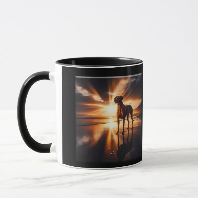 Rhodesian Ridgeback Sunset Beach Majesty Mug (Left)