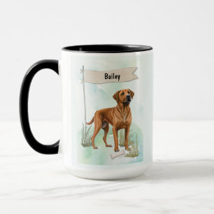 Rhodesian Ridgeback Watercolor Personalised Dog Mug