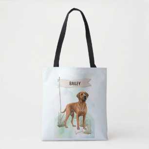 Rhodesian Ridgeback Watercolor Personalised Dog Tote Bag