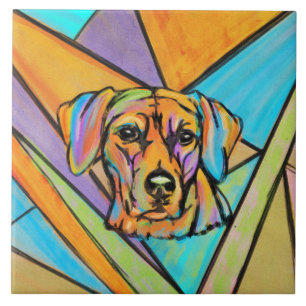 Rhodesian Ridgeback Watercolor Portrait Tile