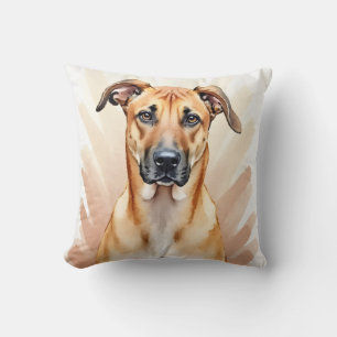 Rhodesian Ridgeback Watercolor Ridge Line Art Cushion