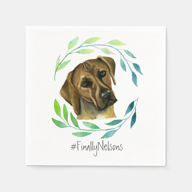 Rhodesian Ridgeback with a Wreath Watercolor Napkin (Front)