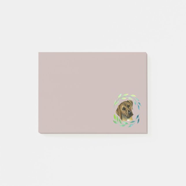Rhodesian Ridgeback with a Wreath Watercolor Post-it Notes (Front)