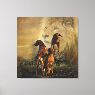 Rhodesian Ridgeback with Lion Canvas Print