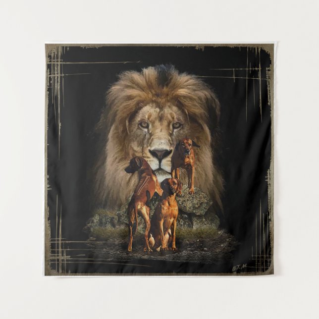 Rhodesian Ridgeback with Lion Tapestry (Front)