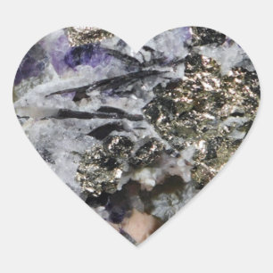 Rhodochrosite Pyrite Fluorite Tourmaline Crystal Heart Sticker