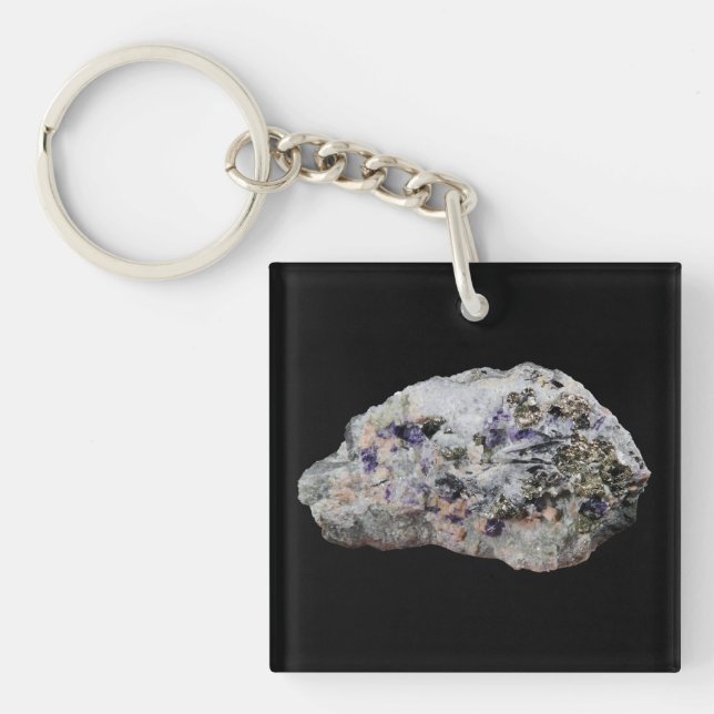 Rhodochrosite Pyrite Fluorite Tourmaline Key Ring (Front)