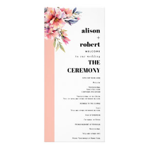 Rhododedron peach-pink flowers wedding program rack card