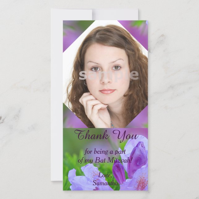 Rhododendron After the Rain Bat Mitzvah Thank You Card (Front)