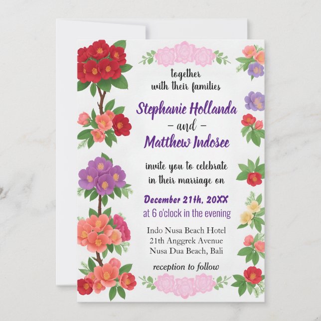 Rhododendron Beauty Energy Vibrant Essence of Love Invitation (Front)