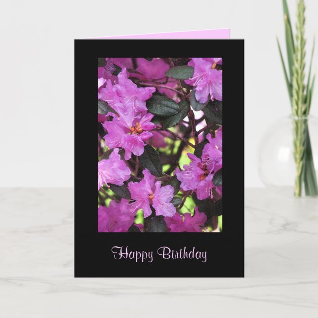 Rhododendron Blossom Birthday Card (Front)