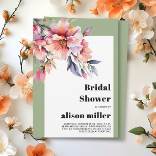 Rhododendron branch with flowers bridal shower invitation