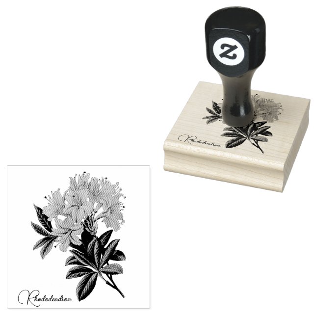 Rhododendron Flowers Rubber Stamp (Stamped)