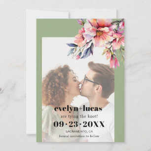 Rhododendron peach-pink flowers photo wedding save the date