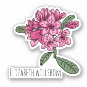 Rhododendron Personalised Name Vinyl Sticker