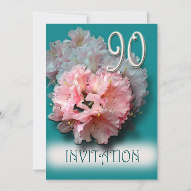 rhododendrons 90th birthday party invitation (Front)