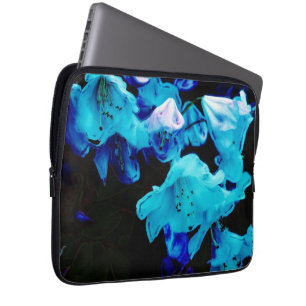 Rhododendrons in Blue, Floral, Blue Flowers Laptop Sleeve