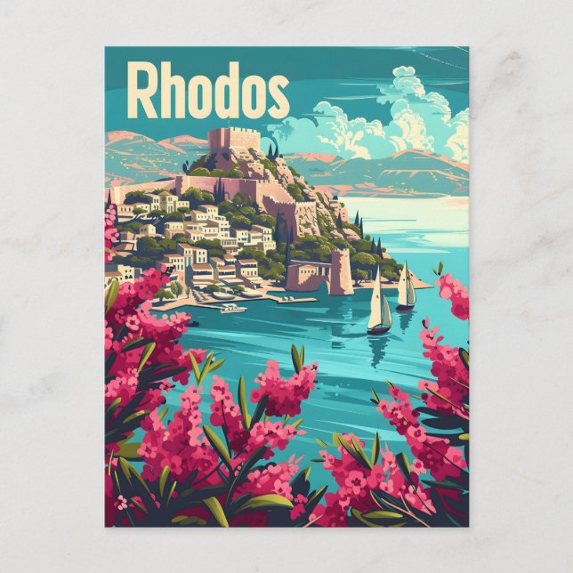 Rhodos Greece Vintage Postcard (Front)