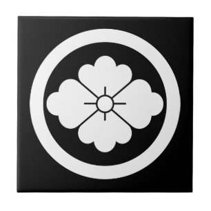 Rhombic chinese flower in circle tile