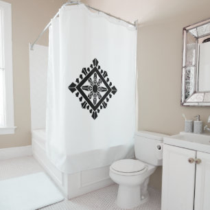 Rhombic dharma chakra shower curtain