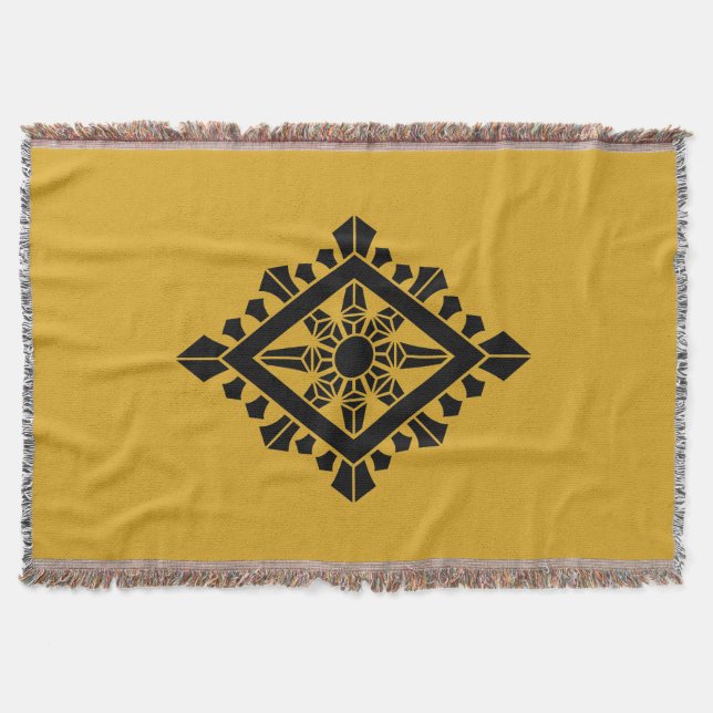 Rhombic dharma chakra throw blanket (Front)