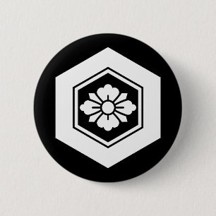 Rhombic flower with Swords in tortoiseshell 6 Cm Round Badge