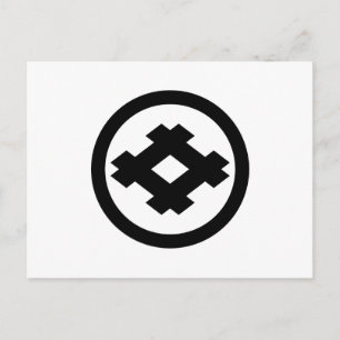 Rhombic well frame in circle postcard