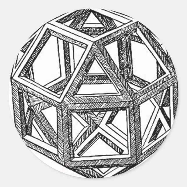 Rhombicuboctahedron, Leonardo Da Vinci Classic Round Sticker (Front)