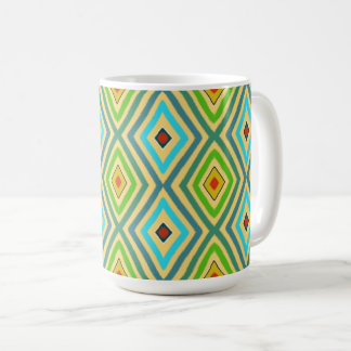 Rhombus Diamond Green Blue Geometrical  Coffee Mug