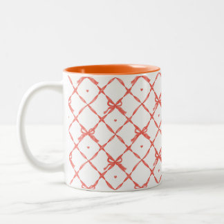 Rhombus Frame Ribbon Pattern Two-Tone Coffee Mug