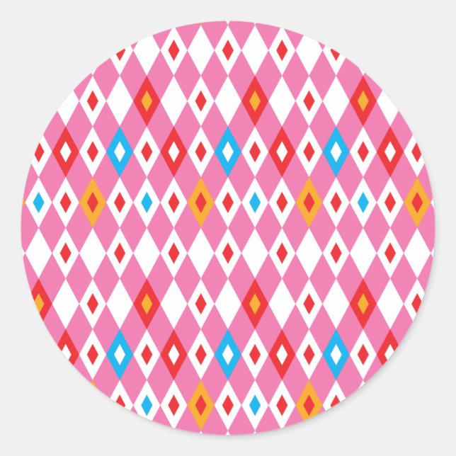 Rhombus Pattern Classic Round Sticker (Front)