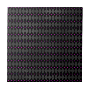 Rhombuses Purple Hearts Gothic Valentine's Day Tile