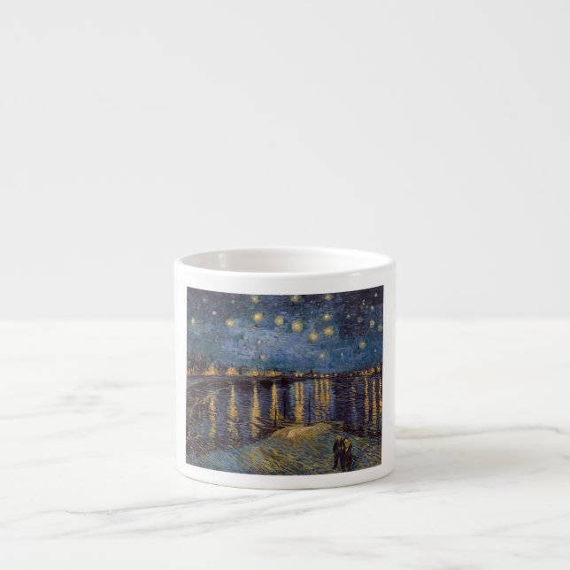 Rhone Riverfront Starry Night River View Espresso Cup (Front)