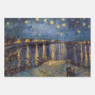 Rhone Riverfront Starry Night River View Wrapping Paper Sheet
