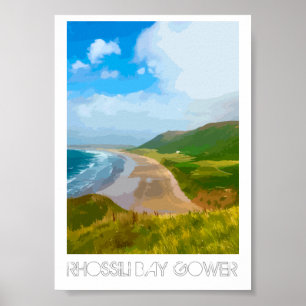 Rhossili Bay Gower - Railway Poster Style print