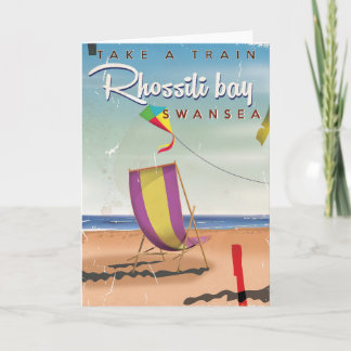 Rhossili bay, Swansea vintage travel poster Holiday Card