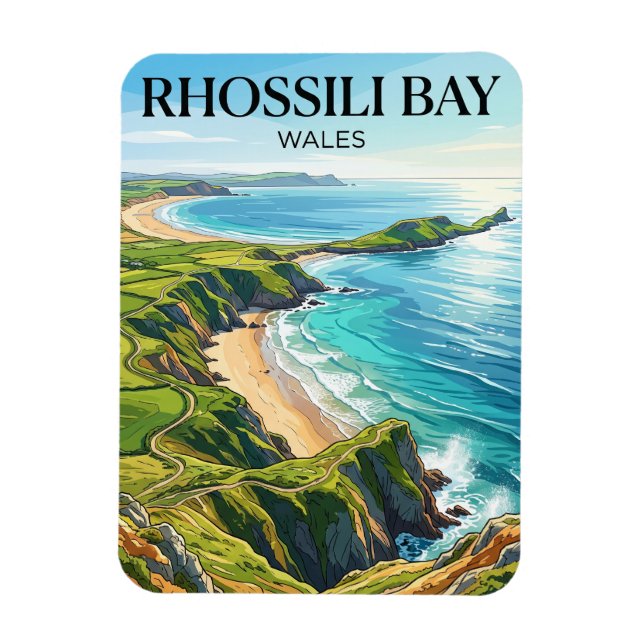 Rhossili Bay Wales Magnet (Vertical)