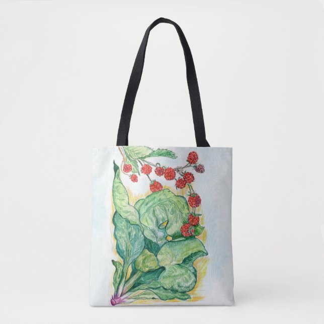 Rhubarb and Raspberries Tote Bag (Front)
