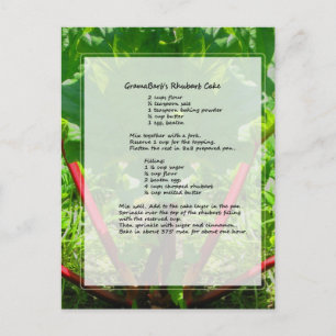 Rhubarb Cake Recipe Postcard