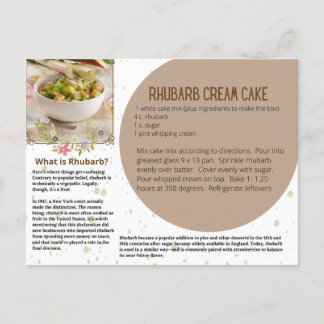 Rhubarb Cream Cake Recipe Postcard