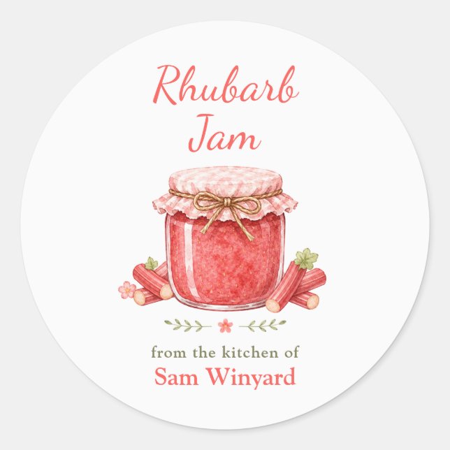 Rhubarb Jam From the Kitchen Of Label (Front)
