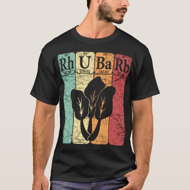 Rhubarb Periodic Table Elements Vegetable Retro Rh T-Shirt (Front)