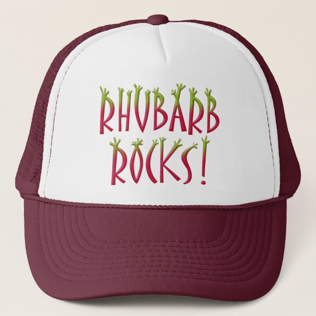 Rhubarb Rocks Trucker Hat (Front)