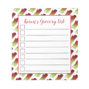 Rhubarb Stalks Vegetable Garden Grocery List Notepad