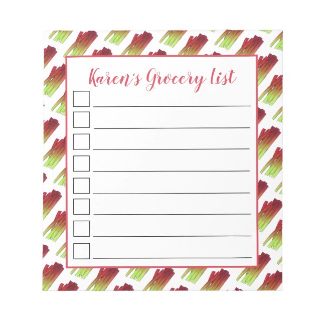 Rhubarb Stalks Vegetable Garden Grocery List Notepad (Front)