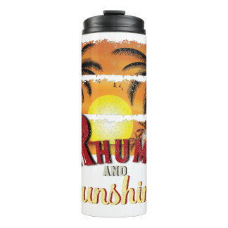 Rhum and Sunshine, Orange Summer Palm Trees Thermal Tumbler