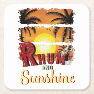 Rhum and Sunshine Square Paper Coaster