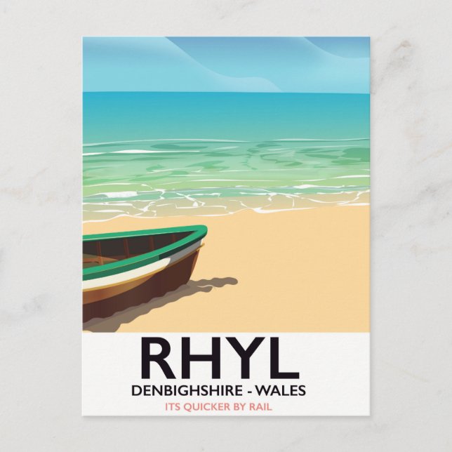 Rhyl Denbighshire wales vintage railways poster Postcard (Front)