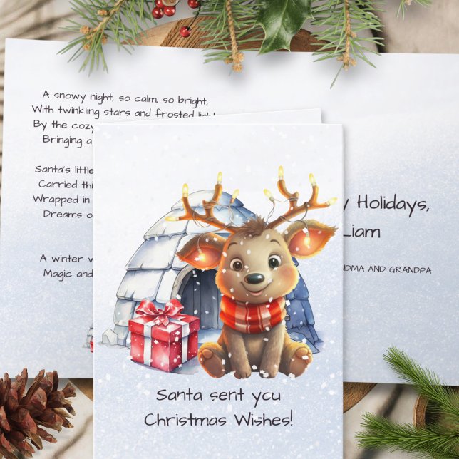 Rhyme Santas Reindeer Nordic Poem Kids Christmas Holiday Card (Creator Uploaded)